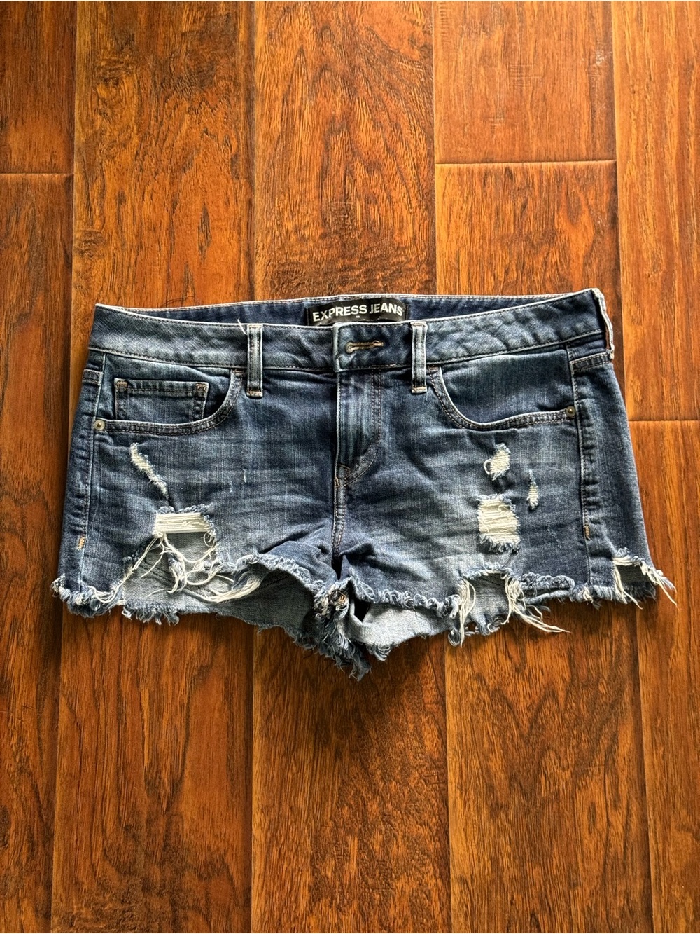 Express Women’s Distressed Denim Shorts - Indigo Wash